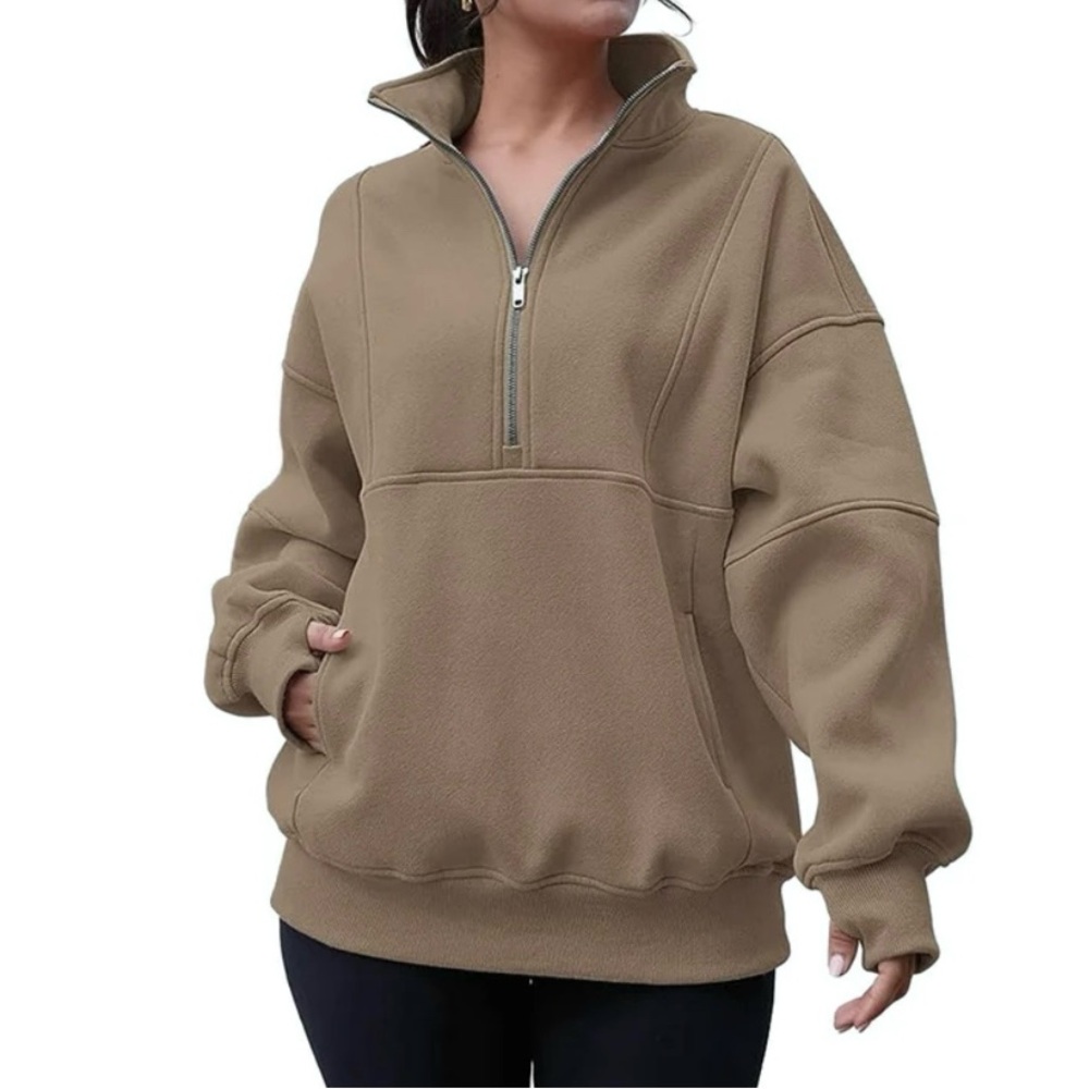 NEW Womens 1/2 Zip Thick Fleece Sweatshirt with Pockets / Size large